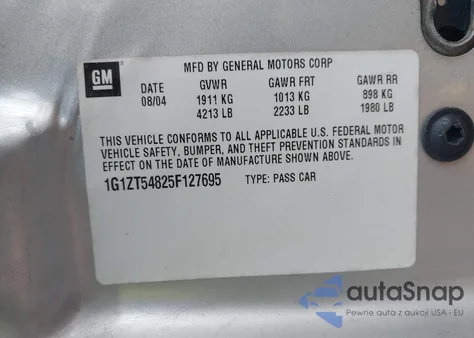 2005 Chevrolet Malibu Ls z USA, uszkodzony, nr VIN 1G1ZT54825F127695